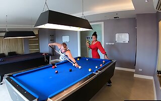 Amateur couple playing pool and strive sex